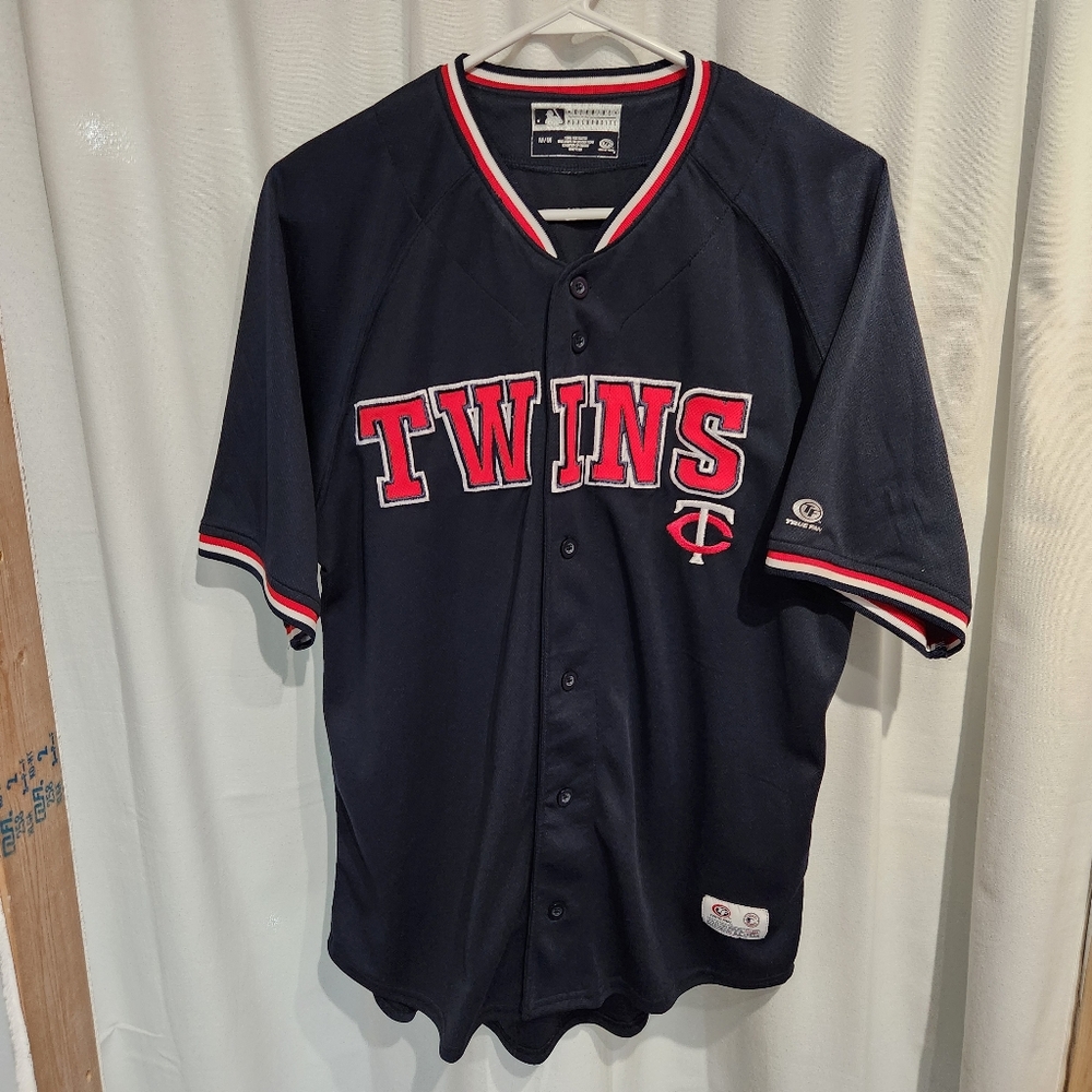 True Fan MLB Minnesota Twins Men's Navy Blue Baseball Jersey Size M
